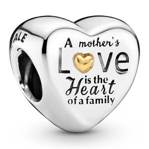 Genuine PANDORA “Heart of the Family” Charm; Sterling silver and Gold; RETIRED